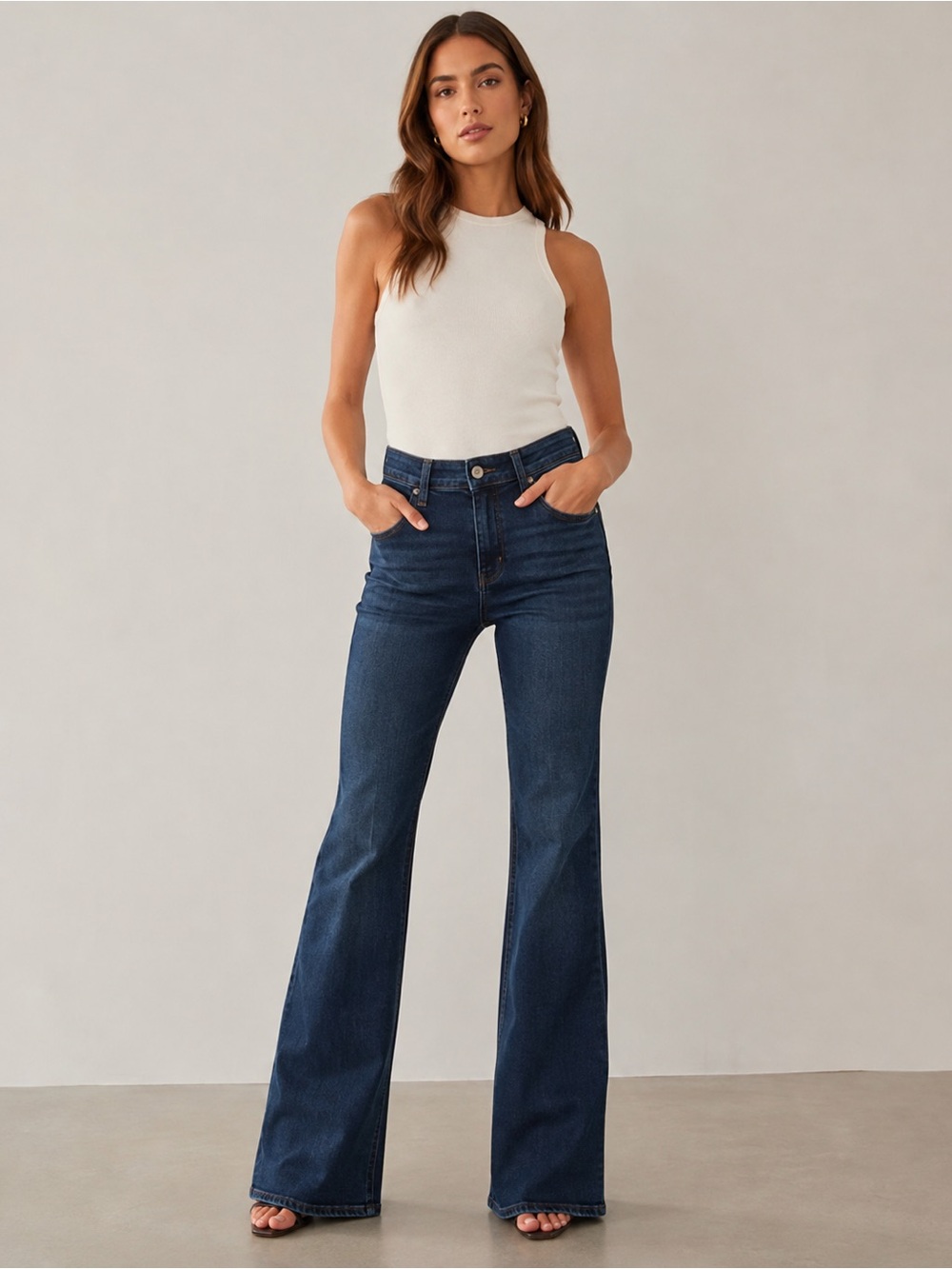 PAIGE High-Rise Flare Jeans in Dark Indigo